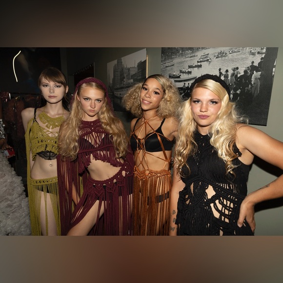 Handmade Wine Red Macramé Dress Unique Small - Picture 6 of 16